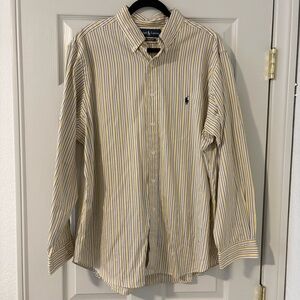 Men’s Ralph Lauren Stripe Long Sleeve Button Collar Dress Work Shirt 17 34/35
